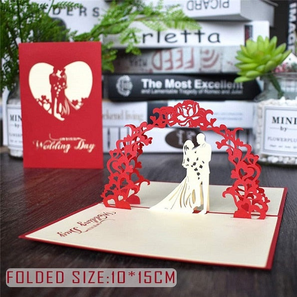 3D Pop Up Valentines Wedding Love Engagement Card