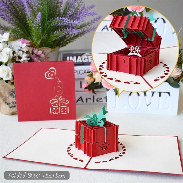 3D Pop Up Valentines Wedding Love Engagement Card