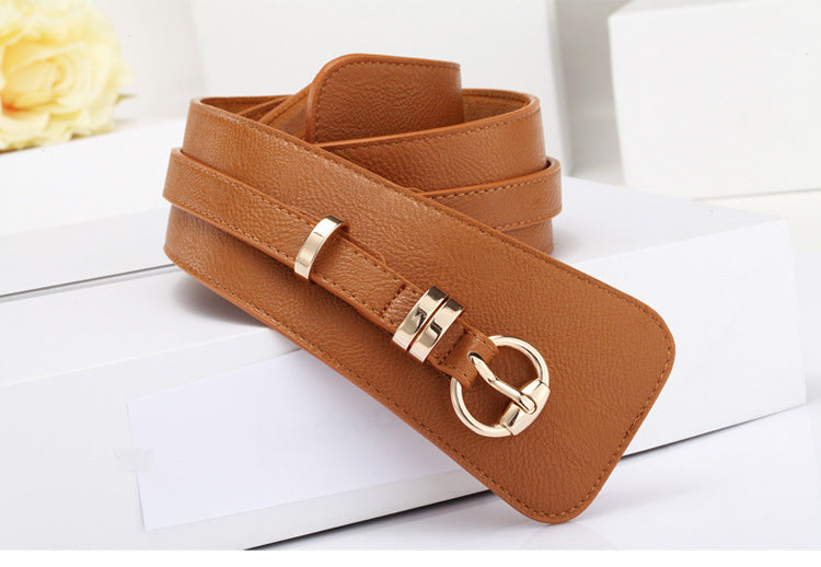 Womens Fashion PU Leather Waist Wide Waistband Belt Black Brown Khaki