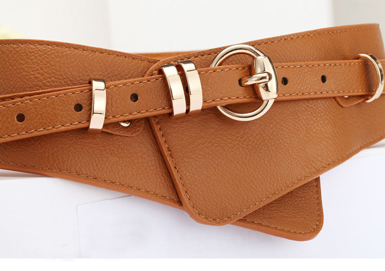 Womens Fashion PU Leather Waist Wide Waistband Belt Black Brown Khaki