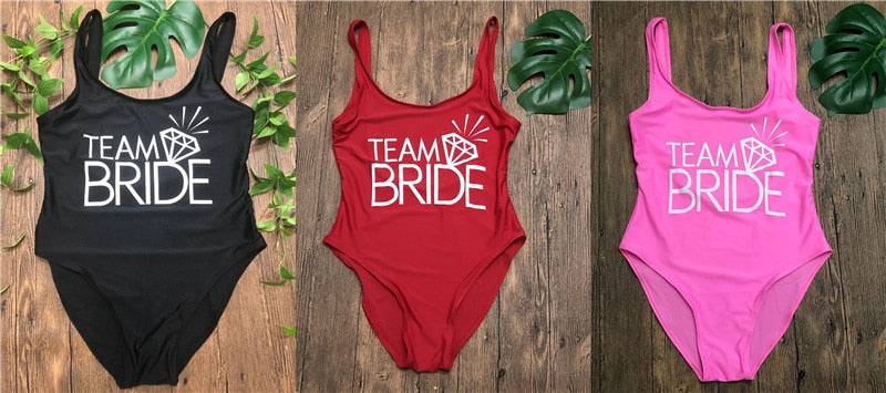 TEAM BRIDE Swimsuit High Cut Bachelorette Monokini