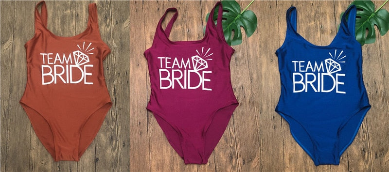 TEAM BRIDE Swimsuit High Cut Bachelorette Monokini
