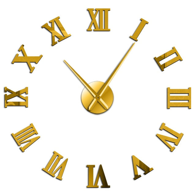 Modern Roman Numerals Large Wall Clock Mirror Sticker