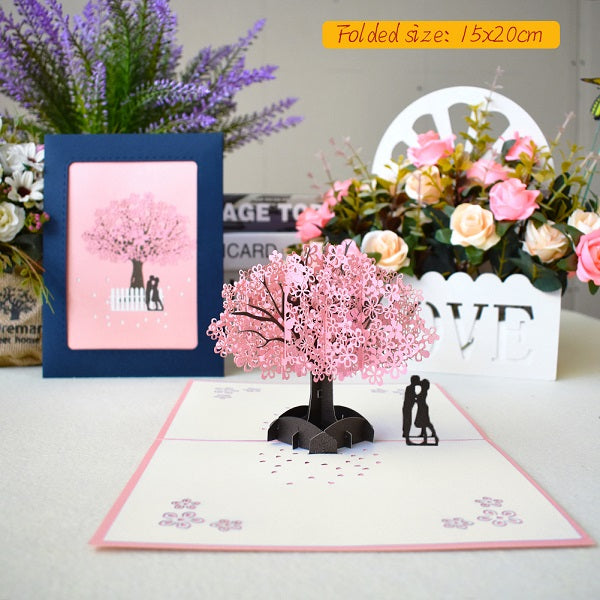 3D Pop Up Cards Flower Birthday Anniversary Maple Cherry