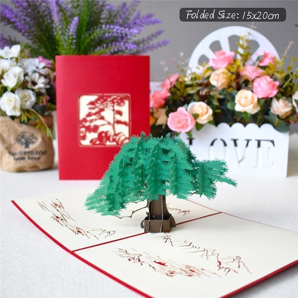 3D Pop Up Cards Flower Birthday Anniversary Maple Cherry