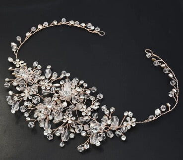 Rose Gold Pearl Crystal Hairband