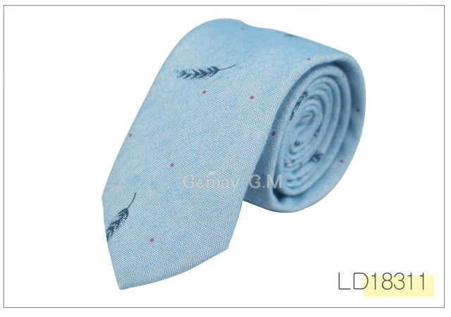 Bird Feather Cotton Fashion Ties Slim Neckwear