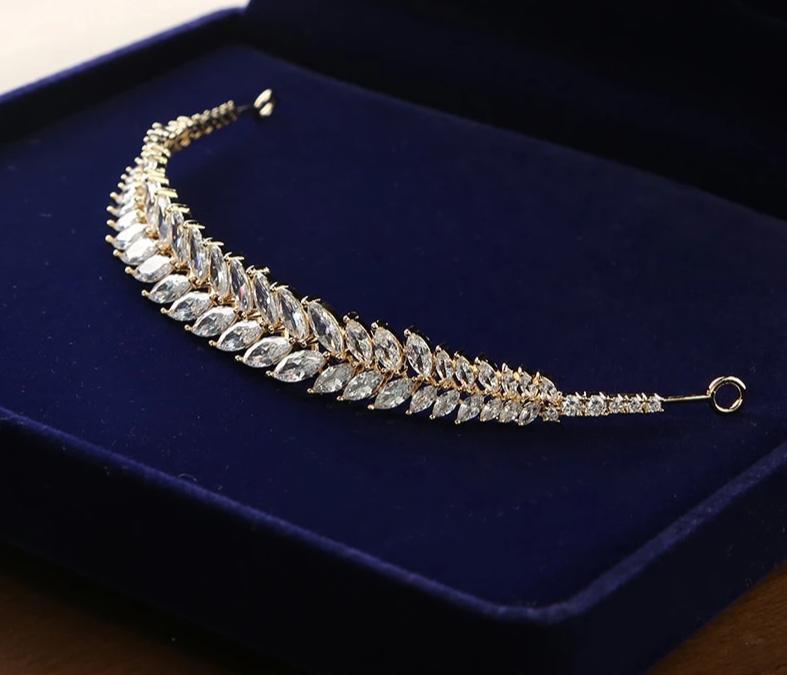 Crystal Leaf Wedding Tiara Headband