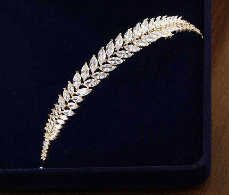 Crystal Leaf Wedding Tiara Headband