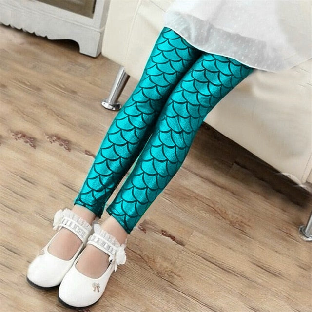 Mermaid Girls Skinny Leggings Children Pants