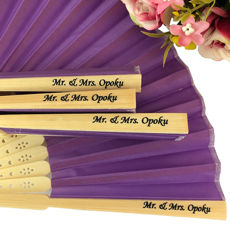 30pcs Personalized Folded Hand Silk Fans