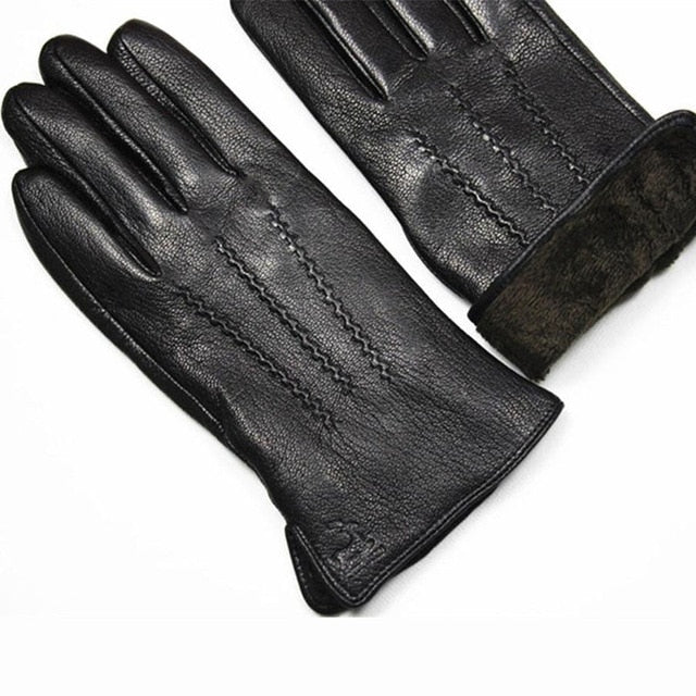 Mens Winter Gloves Leather Deerskin Autumn Winter Warm
