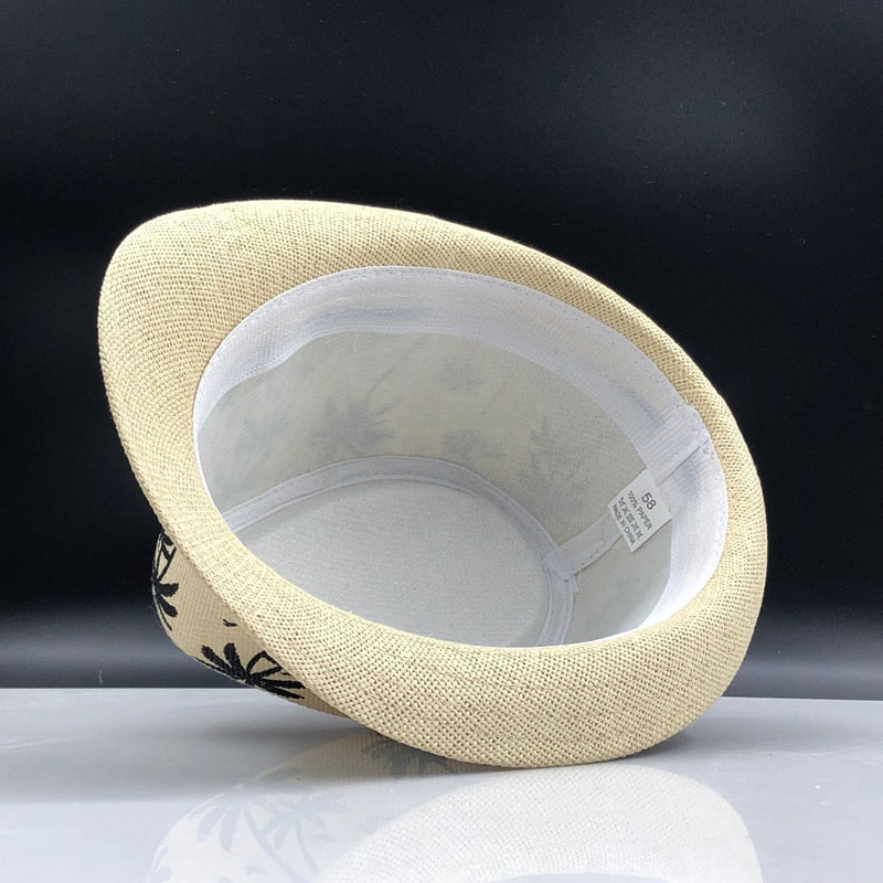 Women Men Straw Sun Hat Summer Retro Beach Panama Fedora Palms