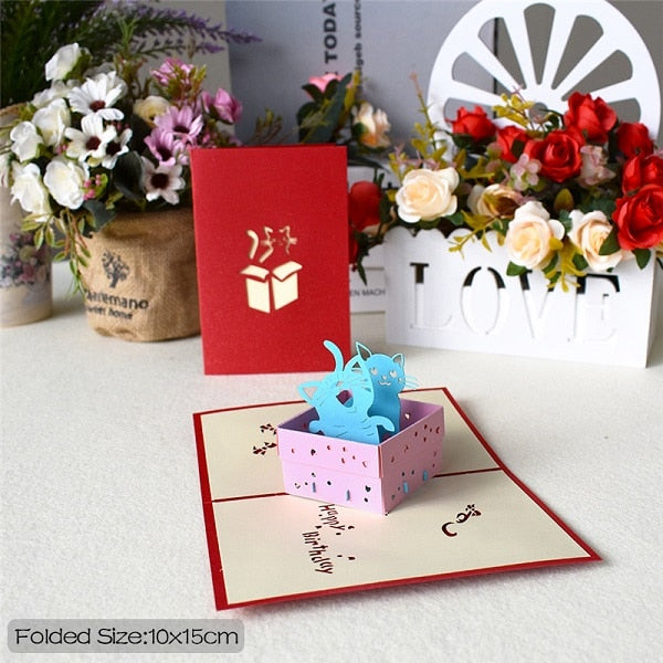 3D Pop Up Cards Birthday Cake Postcards