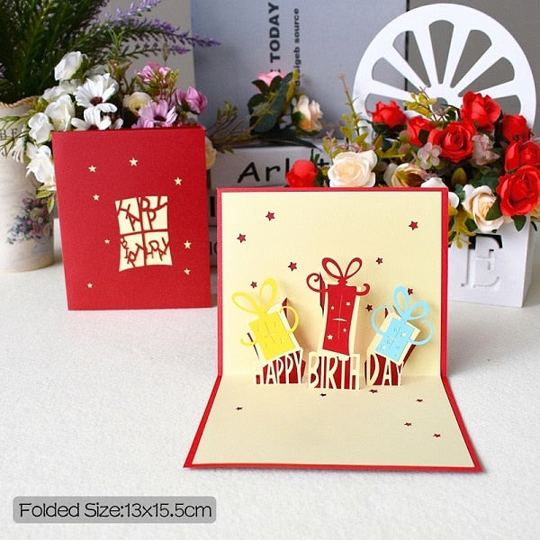 3D Pop Up Cards Birthday Cake Postcards
