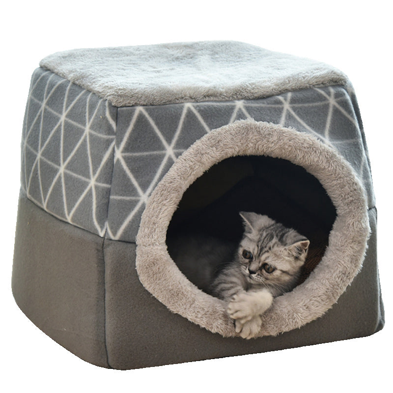 Soft Pet House Bed For Dog Cats Black Gray
