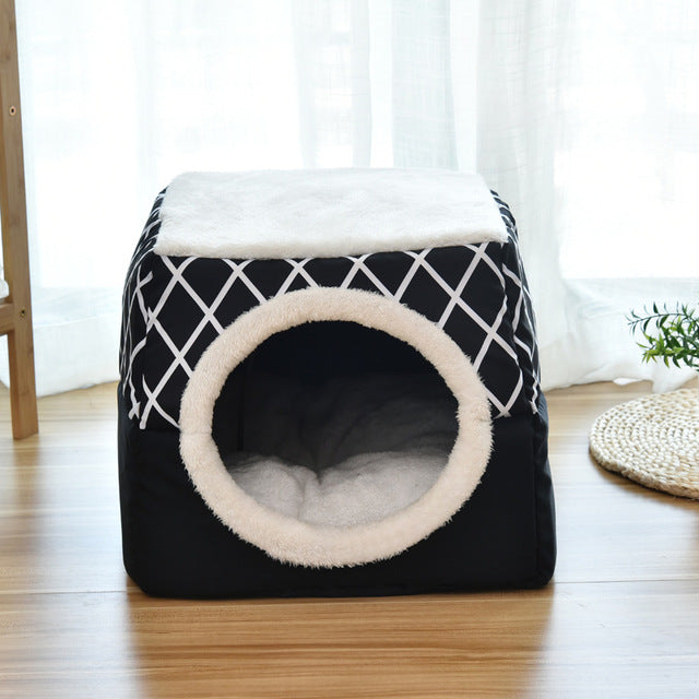 Soft Pet House Bed For Dog Cats Black Gray