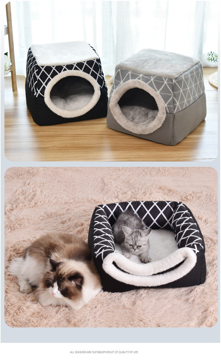 Soft Pet House Bed For Dog Cats Black Gray