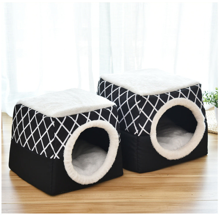 Soft Pet House Bed For Dog Cats Black Gray