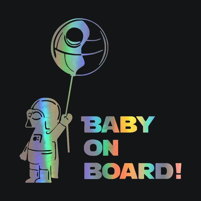 Funny BABY ON BOARD Metallic Car Sticker