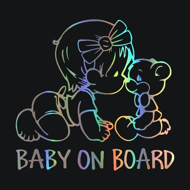 Funny BABY ON BOARD Metallic Car Sticker