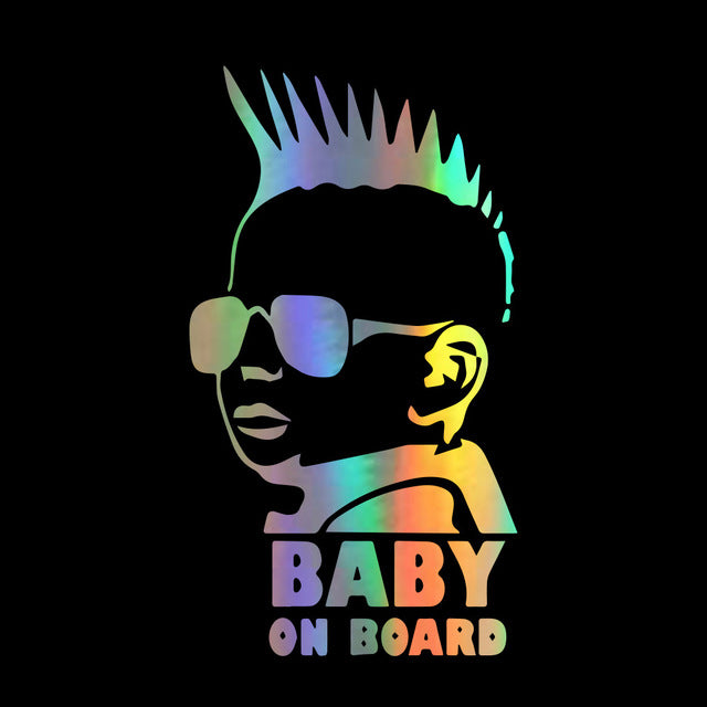 Funny BABY ON BOARD Metallic Car Sticker