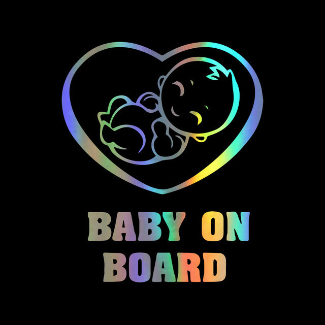 Funny BABY ON BOARD Metallic Car Sticker