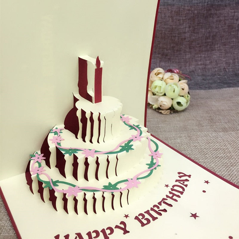 Birthday Love Postcard Greeting 3D Pop Up Cards