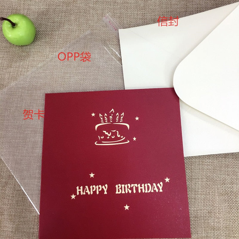 Birthday Love Postcard Greeting 3D Pop Up Cards