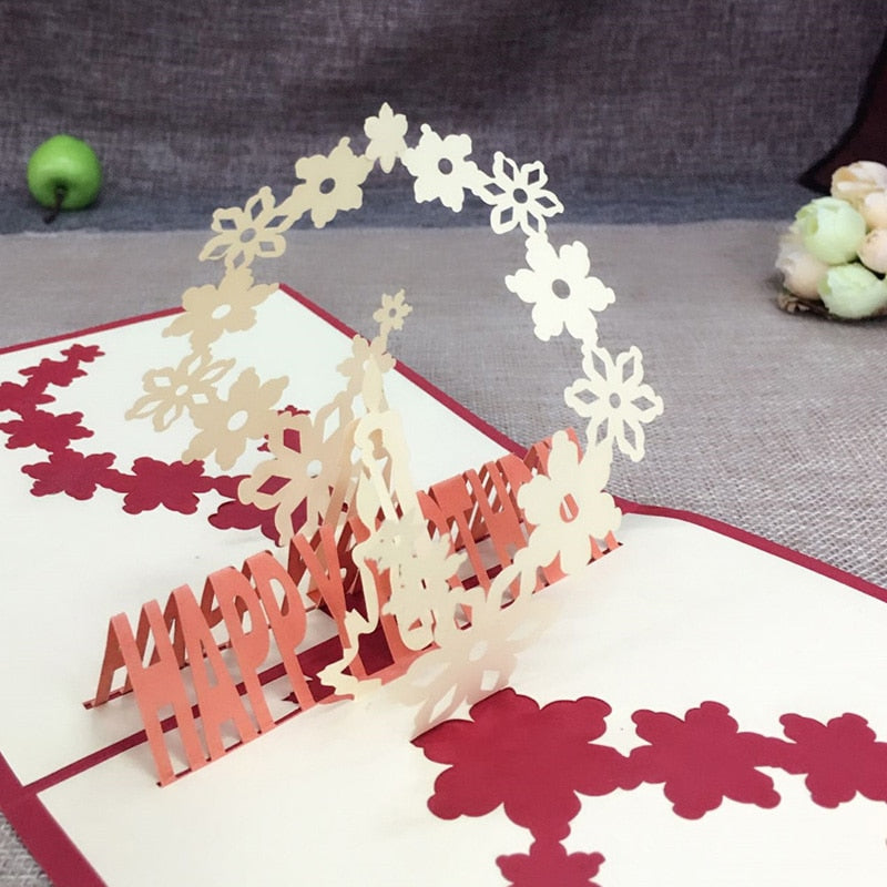 Birthday Love Postcard Greeting 3D Pop Up Cards