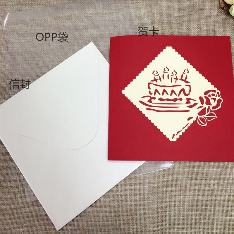 Birthday Love Postcard Greeting 3D Pop Up Cards