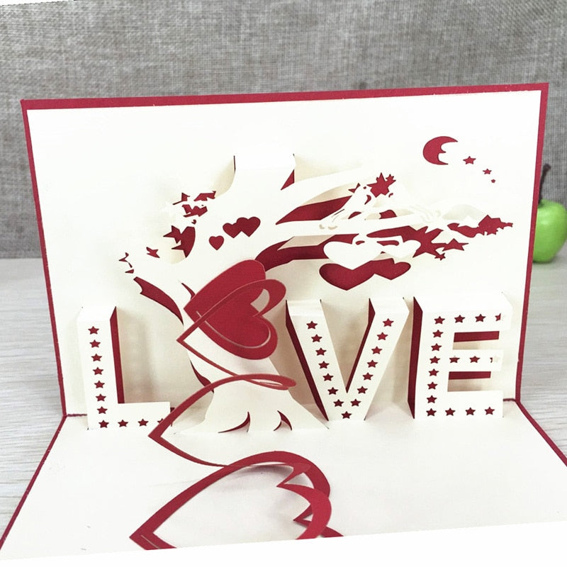 Birthday Love Postcard Greeting 3D Pop Up Cards