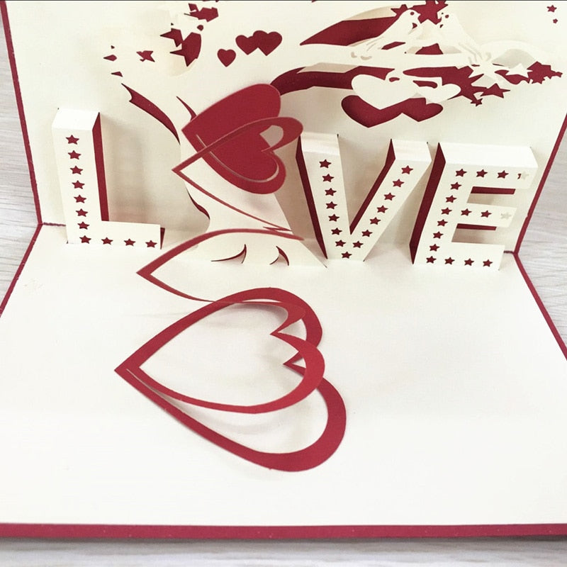 Birthday Love Postcard Greeting 3D Pop Up Cards