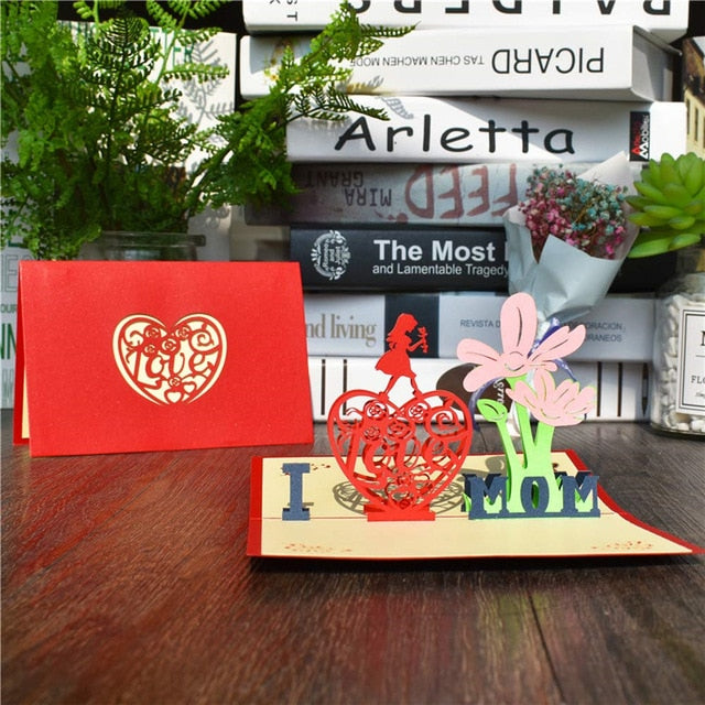 3D Pop Up Mothers Day Flower Greeting Birthday Card