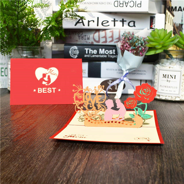 3D Pop Up Mothers Day Flower Greeting Birthday Card