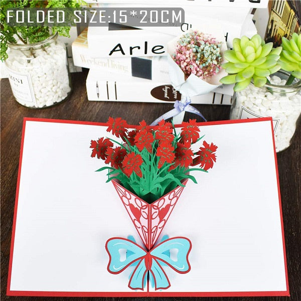 3D Pop Up Mothers Day Flower Greeting Birthday Card
