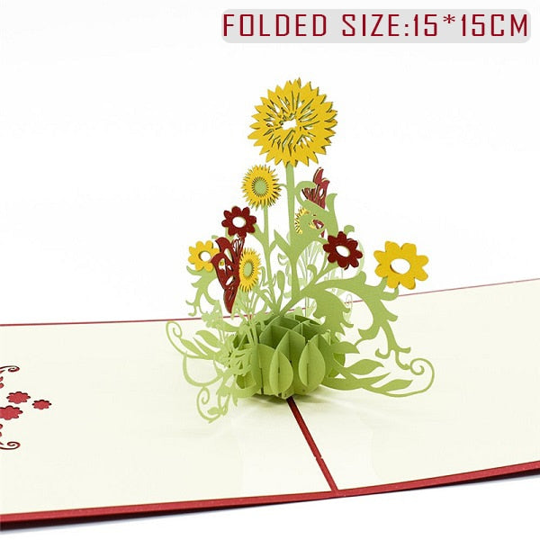 3D Pop Up Mothers Day Flower Greeting Birthday Card