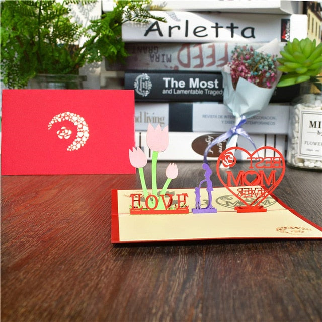 3D Pop Up Mothers Day Flower Greeting Birthday Card