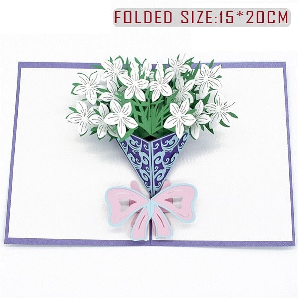3D Pop Up Mothers Day Flower Greeting Birthday Card