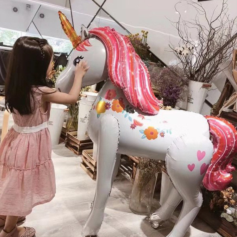 Large Unicorn Birthday Party Balloon Stand 3D Horse Decorations Feliz Cumpleaños