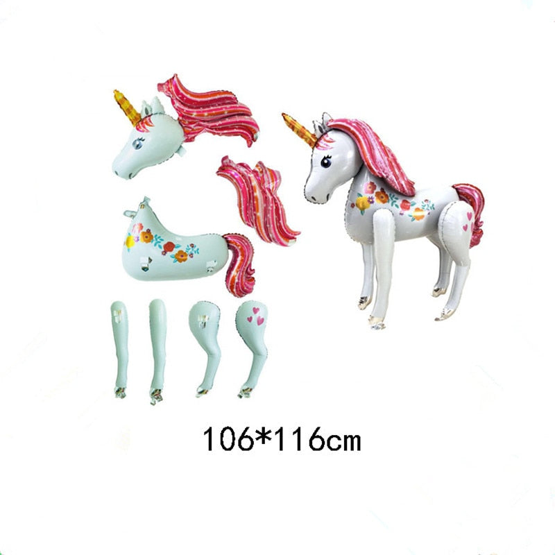 Large Unicorn Birthday Party Balloon Stand 3D Horse Decorations Feliz Cumpleaños
