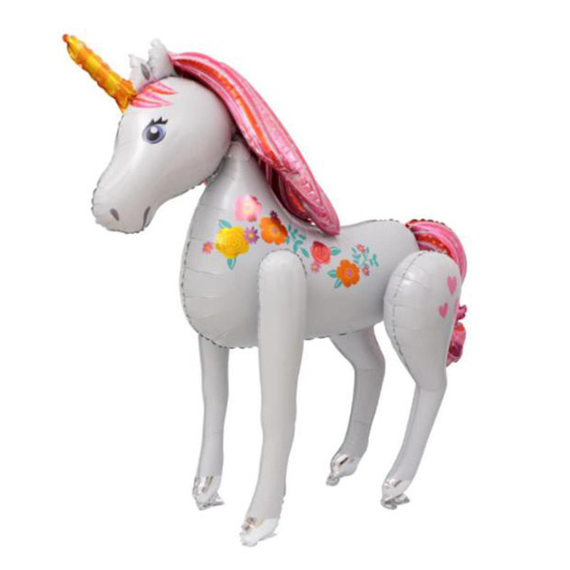 Large Unicorn Birthday Party Balloon Stand 3D Horse Decorations Feliz Cumpleaños