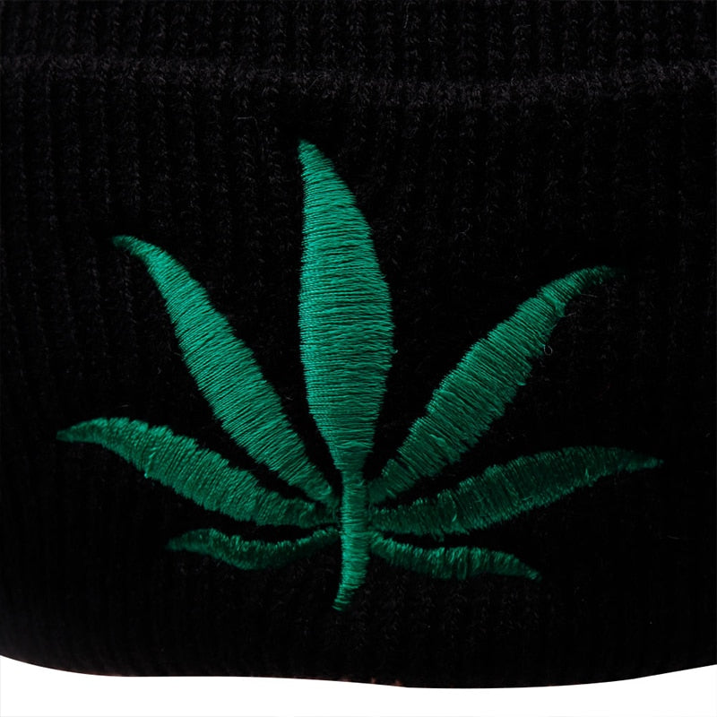 Winter Weed Leaf Beanie Hat Punk Cap Skullies