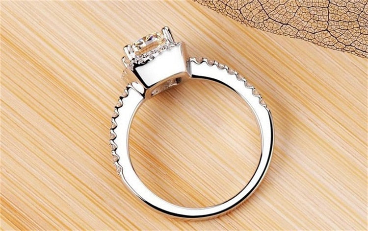 925 Sterling Silver Ring Square Halo Cushion