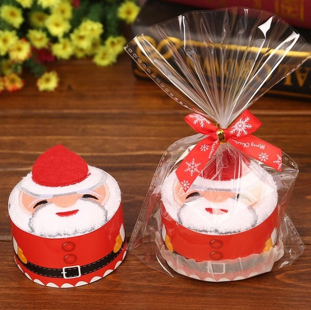 Santa Claus Christmas Tree Cupcake Cotton Towel Gifts