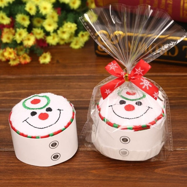 Santa Claus Christmas Tree Cupcake Cotton Towel Gifts