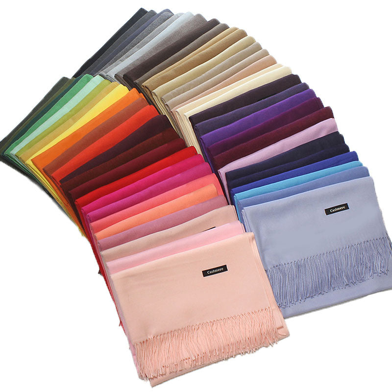 24 Solid COLORS Cashmere Long Scarves with Tassels
