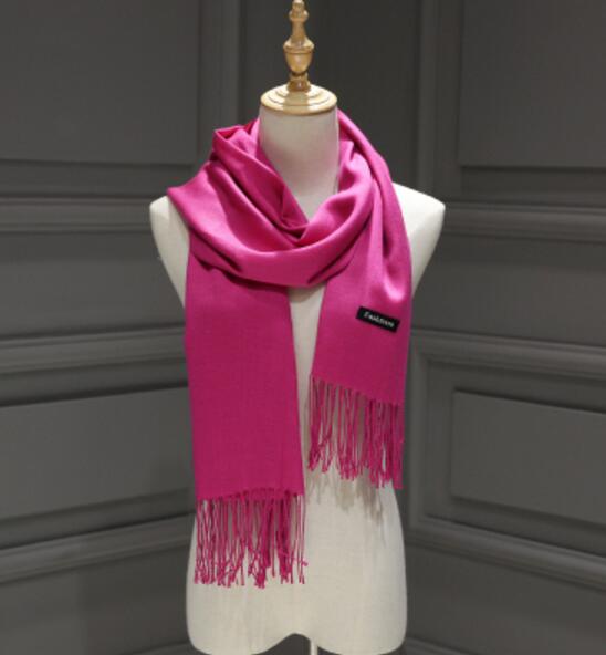 24 Solid COLORS Cashmere Long Scarves with Tassels