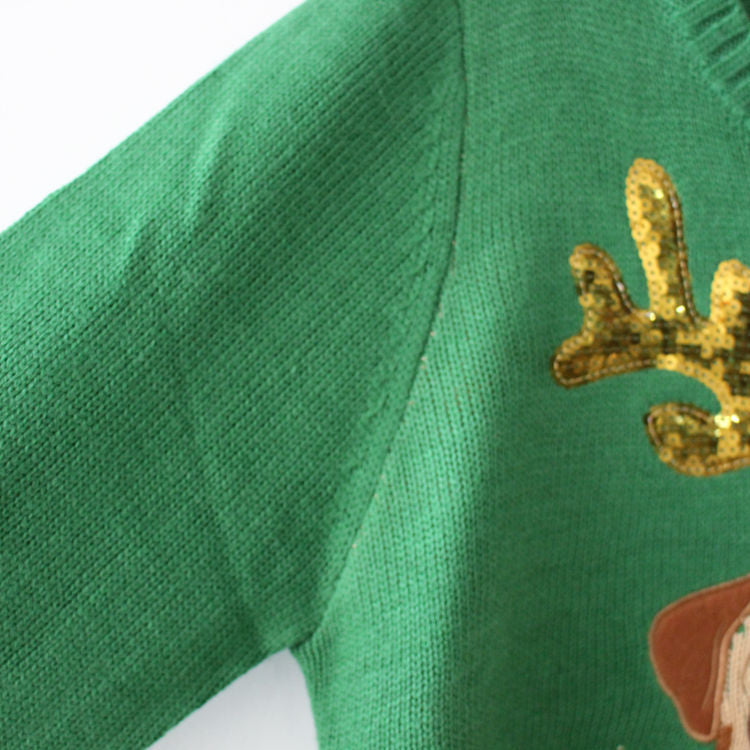Womens Ugly Christmas Sweater Pug Dog Embroidery