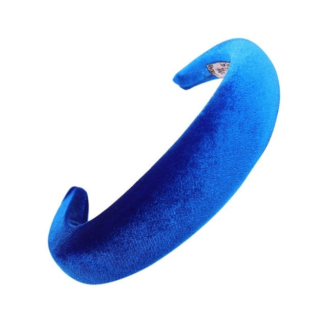 Hair Accessories Padded Velvet Headband Wide Solid Pearl Hairband